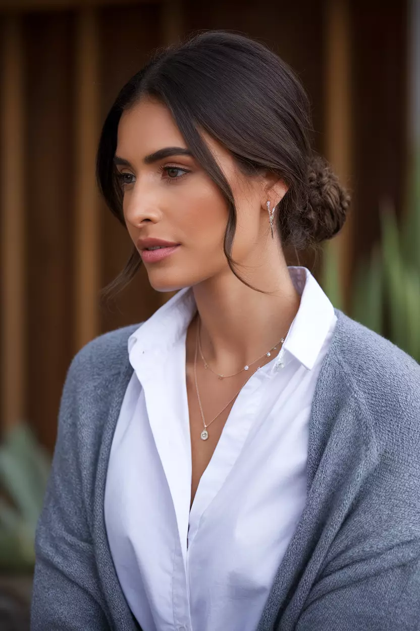 Low Bun A beautiful woman with a low bun.