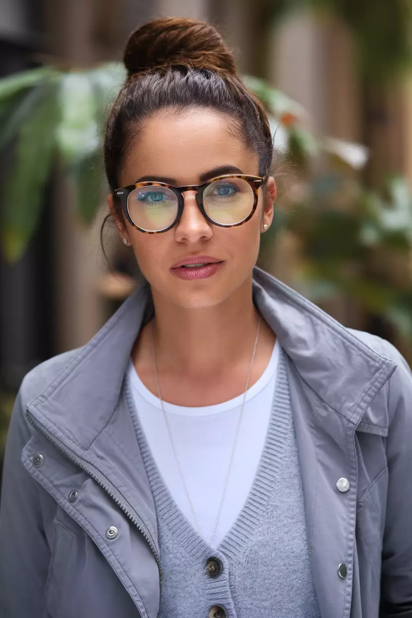 Top Knot A beautiful woman with a top knot hairstyle