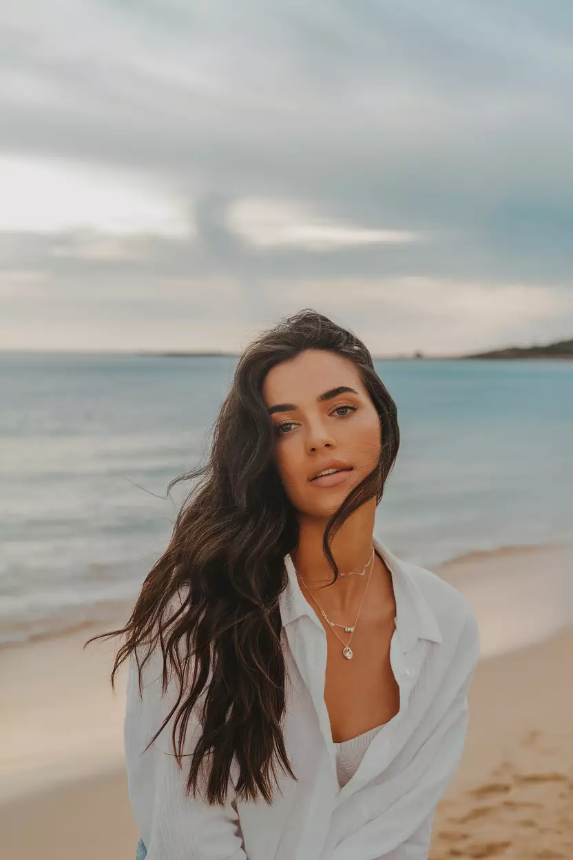 Beach Waves A beautiful woman with natural, sun-kissed beach waves.