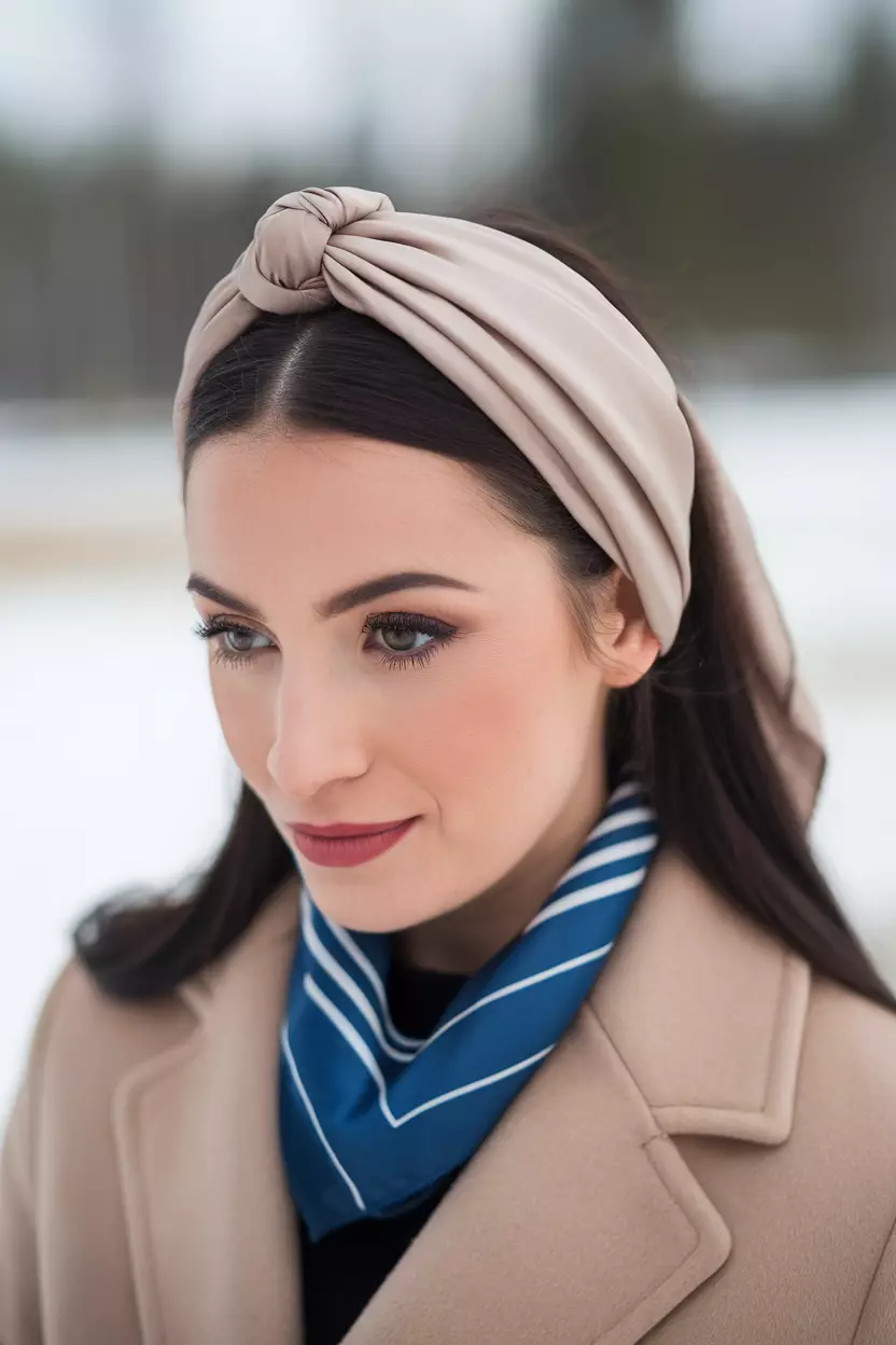 Scarf Headband A beautiful woman with a scarf headband hairstyle