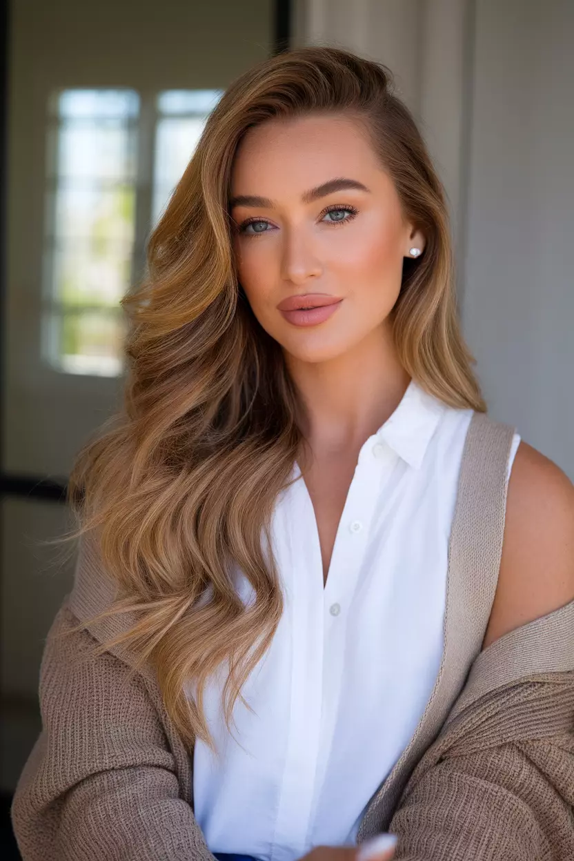 Beach Waves A beautiful woman with natural-looking beach waves hairstyle.