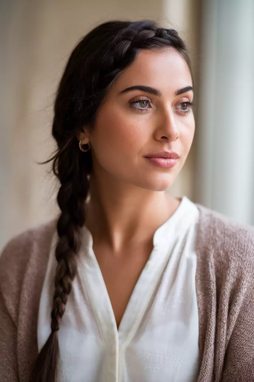 Side Braid A beautiful woman with a side braid.