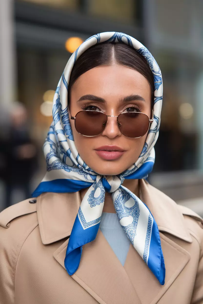Scarf Hairstyle A beautiful woman with a scarf hairstyle.