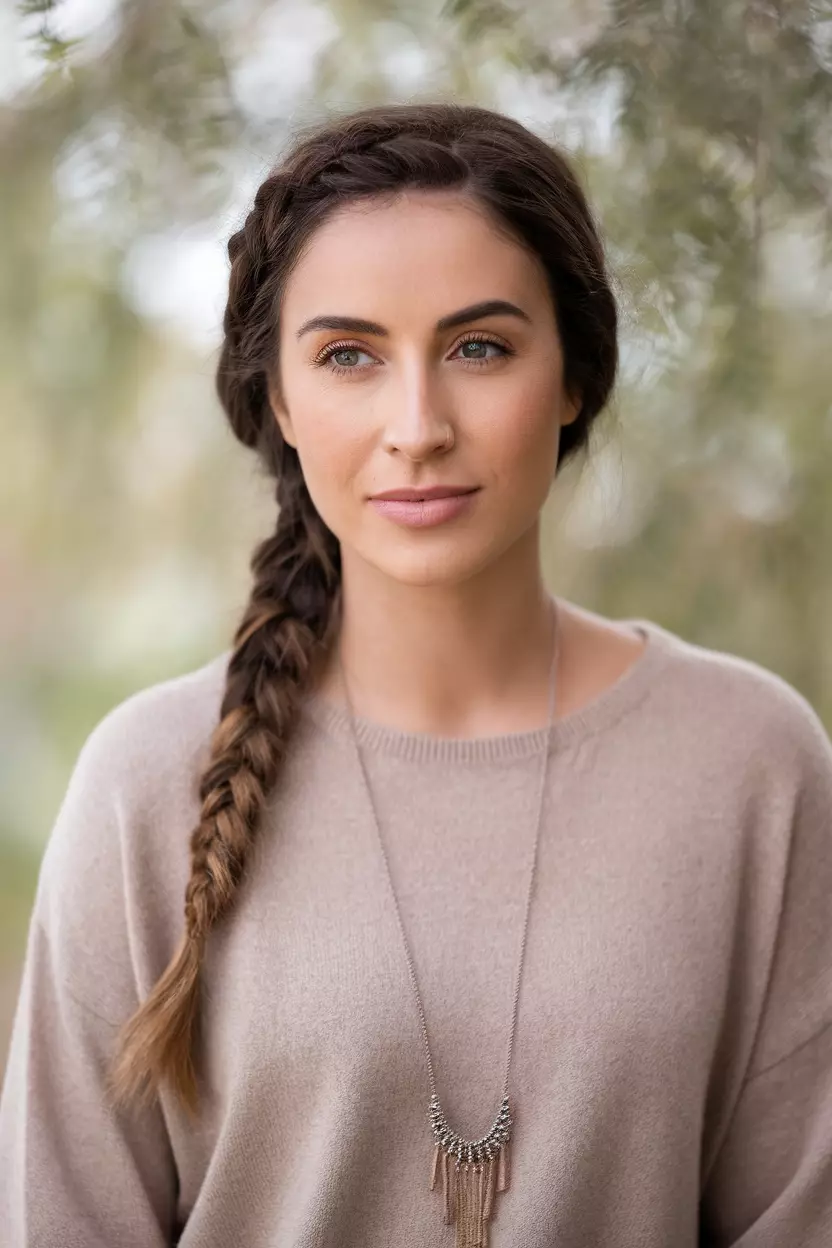 Braided Ponytail A beautiful woman with a braided ponytail.