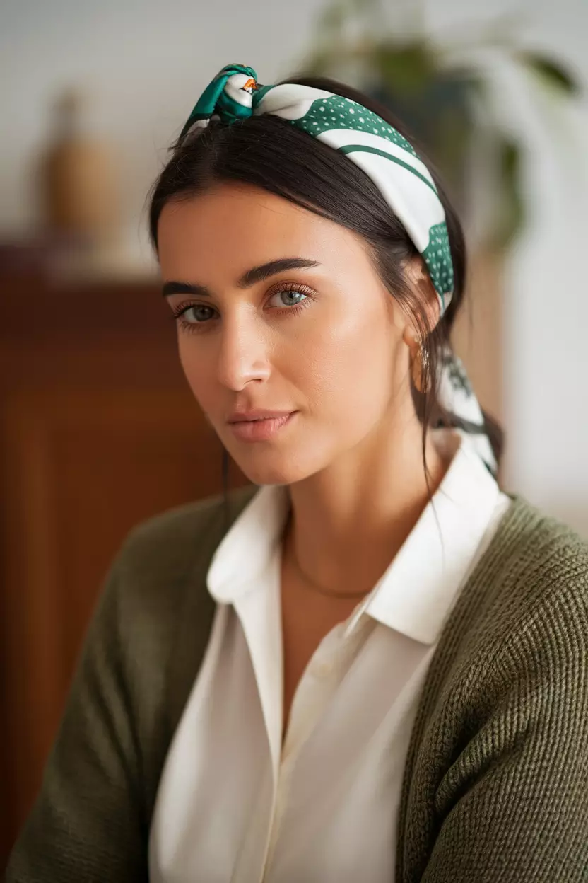 Scarf Headband Style A beautiful woman with a scarf headband style.