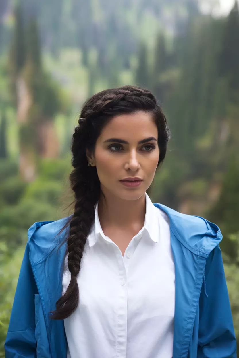 A beautiful woman with a Waterfall Braid hairstyle