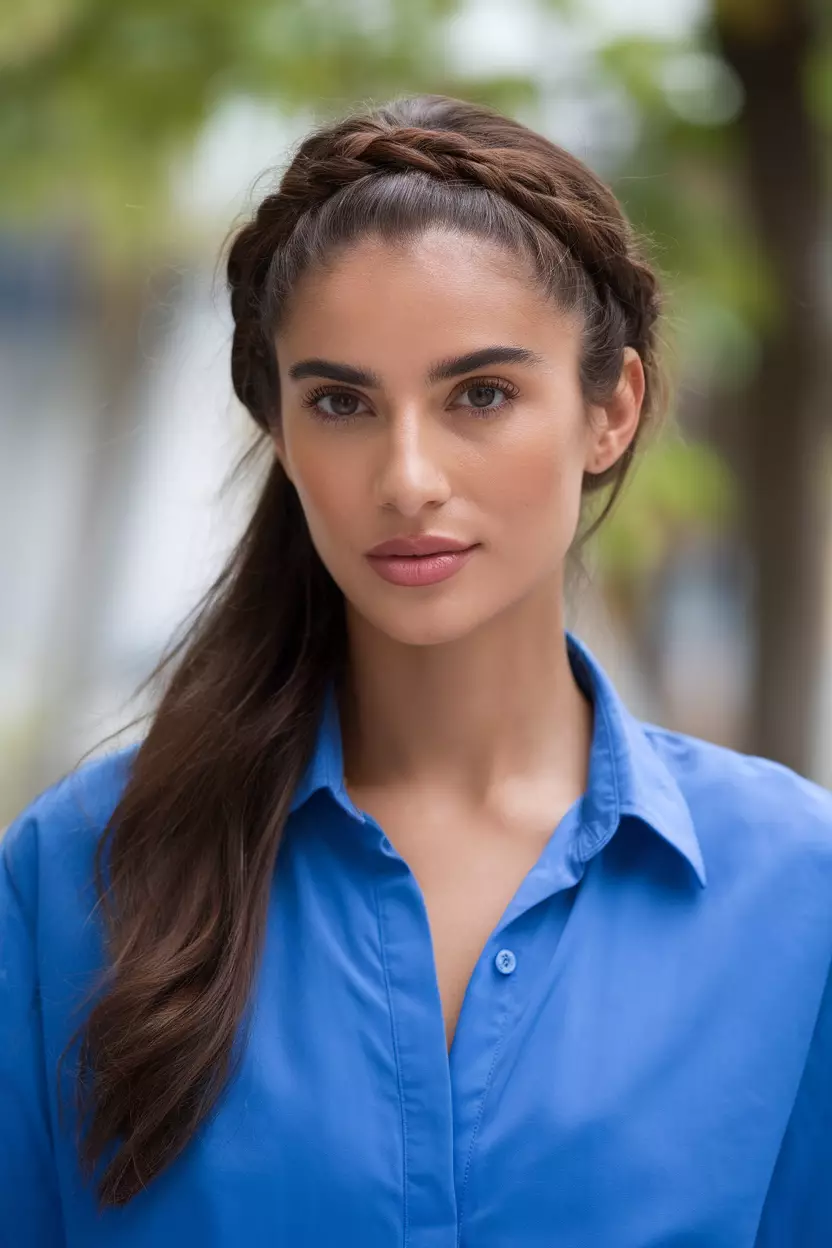 A beautiful woman with a Twisted Half-Up hairstyle