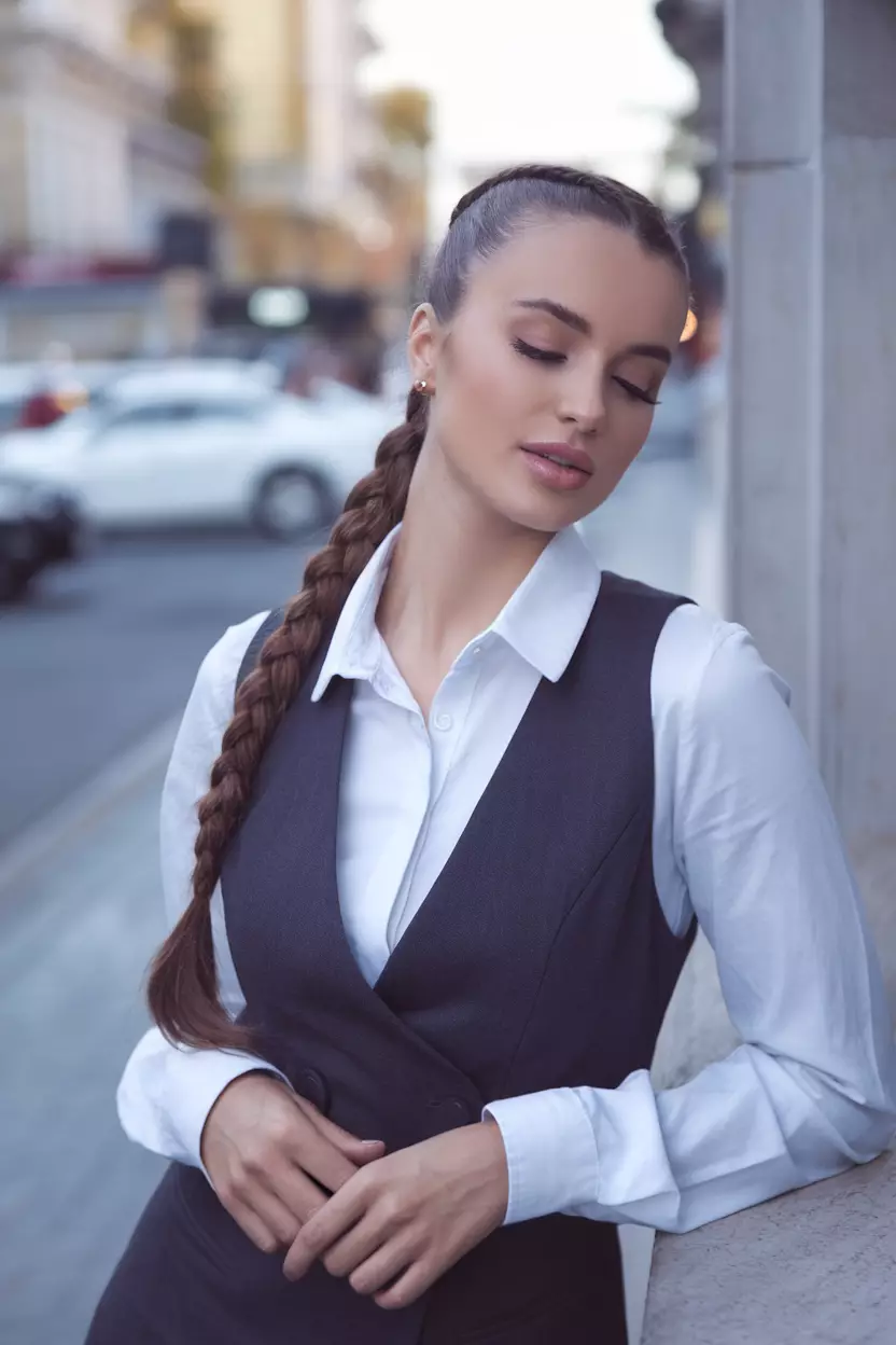 Braided Ponytail A beautiful woman with a braided ponytail.