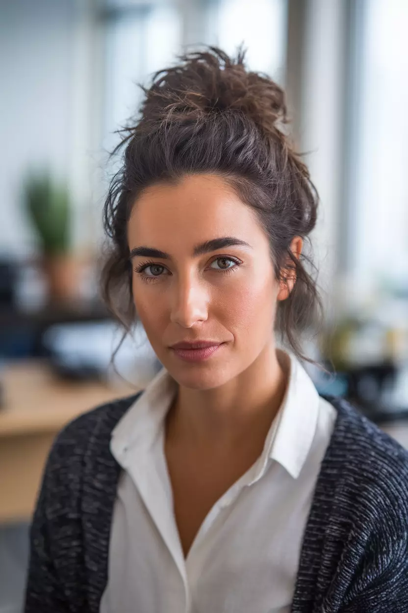 Messy Bun A beautiful woman with a messy bun.