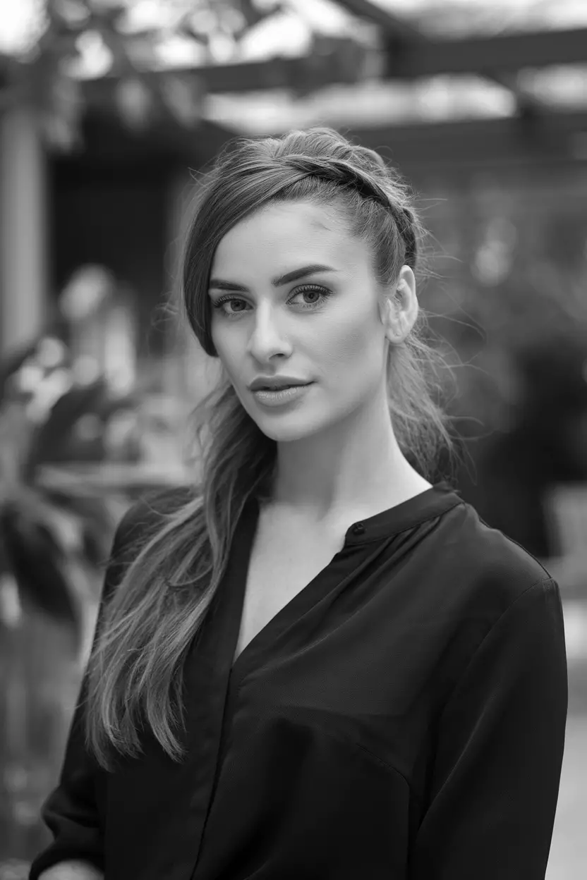 Twisted Half-Up A beautiful woman with a twisted half-up hairstyle