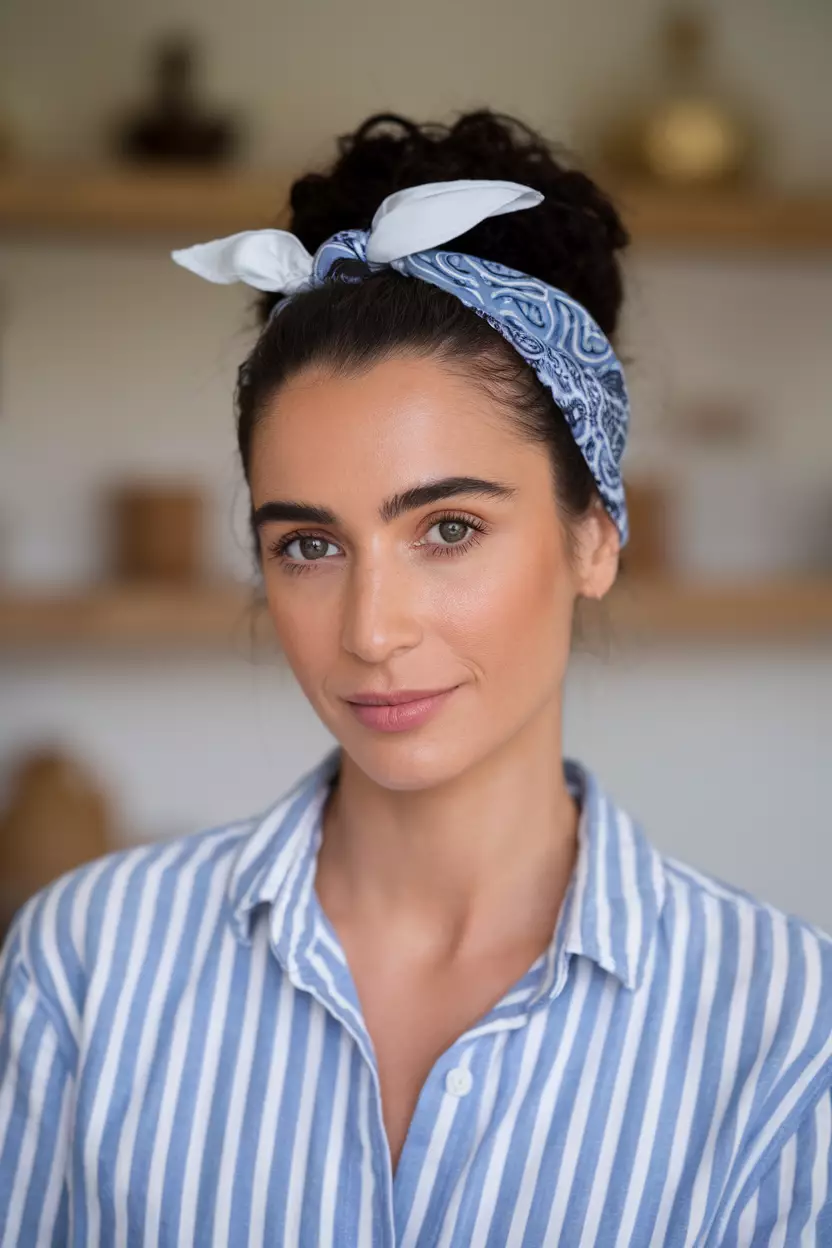 Bandana Updo A beautiful woman with a bandana updo hairstyle