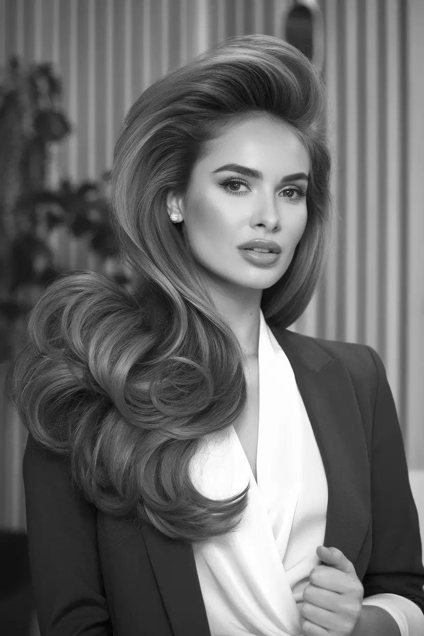 A beautiful woman with a Voluminous Blowout hairstyle