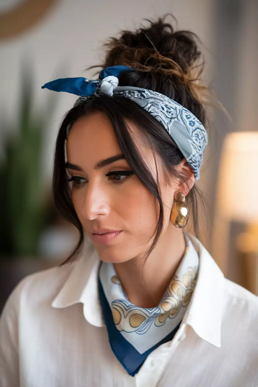 Bandana Updo A beautiful woman with a bandana updo.