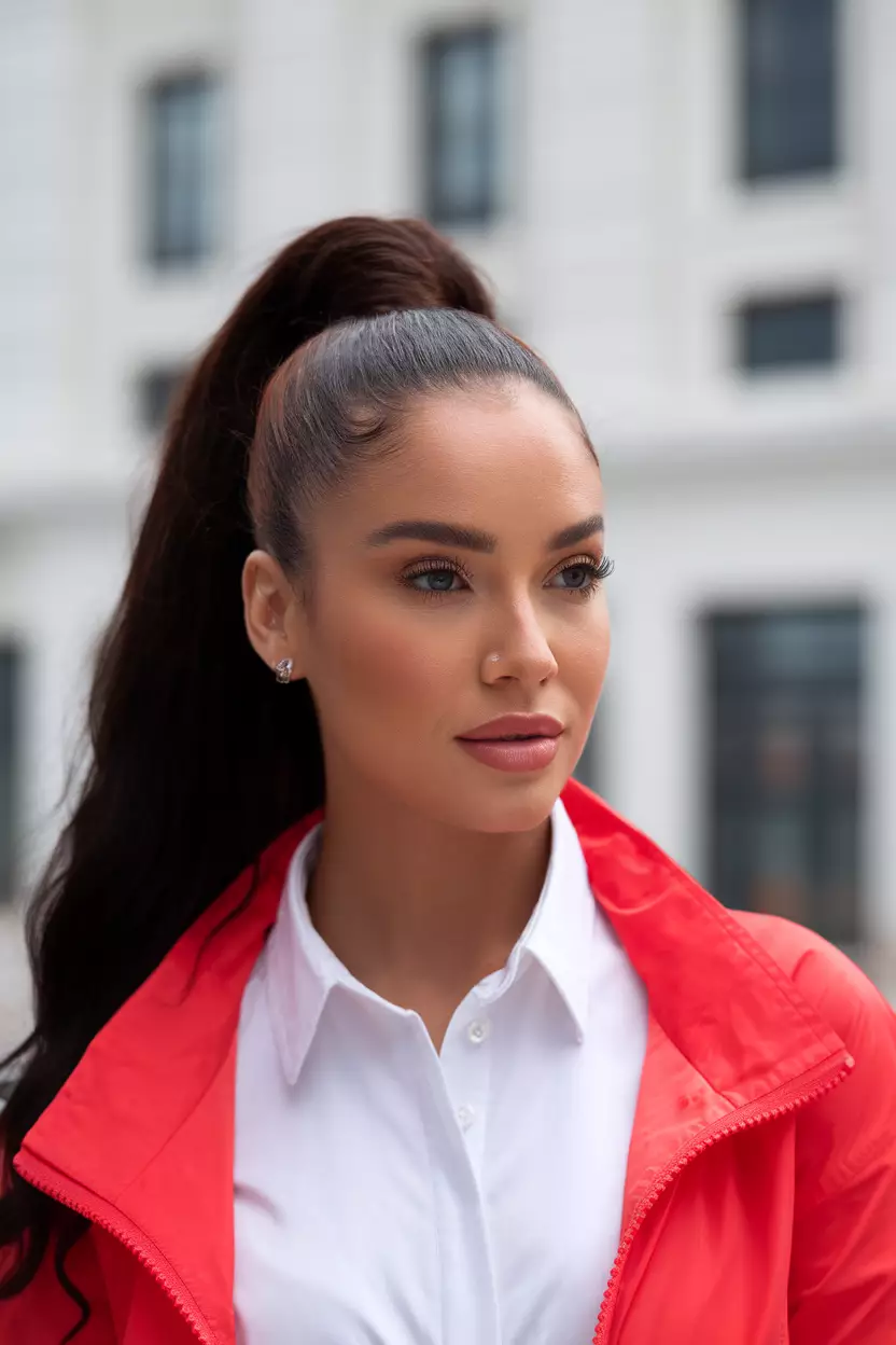 High Ponytail A beautiful woman with a high ponytail hairstyle