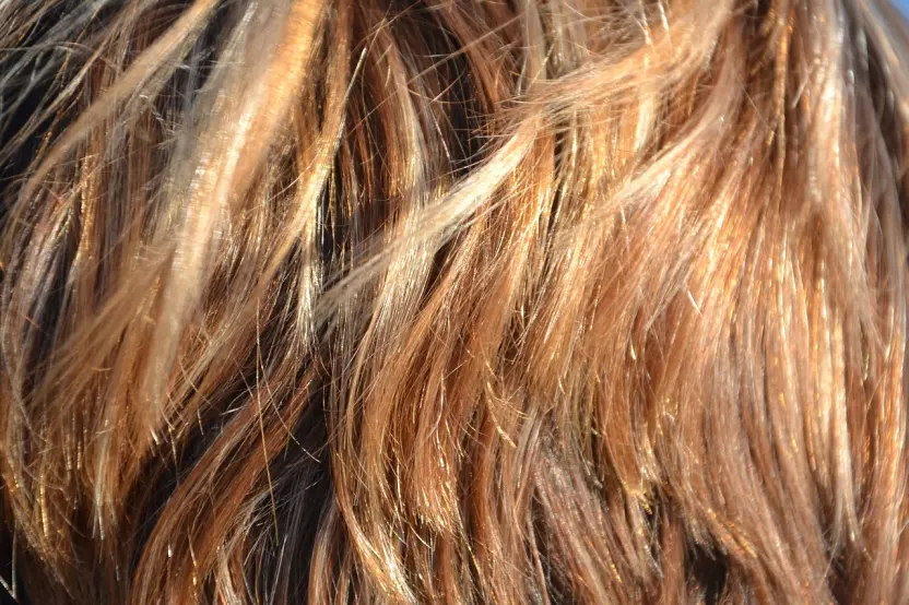 shiny dyed hair outdoors